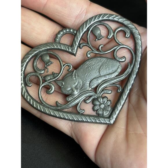 Sleeping Cat Pewter Ornament Unpainted By Wilhelm Schweizer 2 3/4" x2" Cat Art - Picture 4 of 10